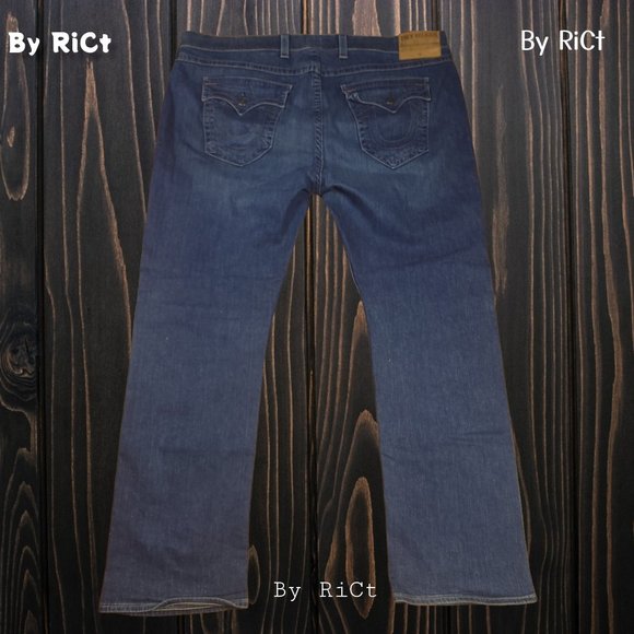 True Religion Ricky Relaxed Straight Men Jeans Size 46x34 Stretch High Rise USA - Picture 8 of 11